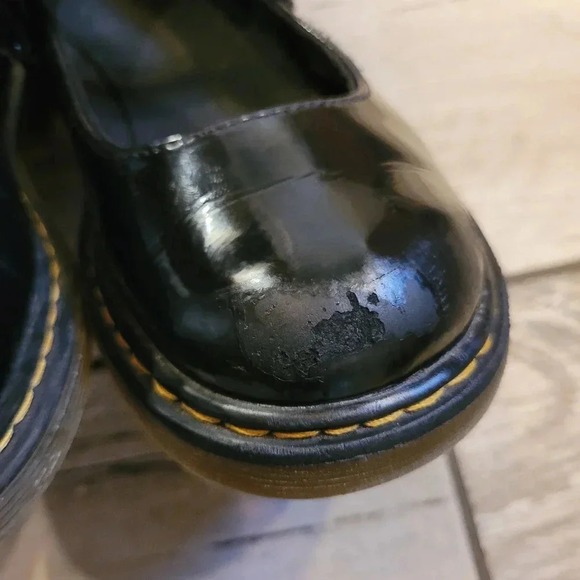 DR. MARTENS Maccy black patent leather Mary Jane Velcro straps shoes Girls 2 - Picture 5 of 12